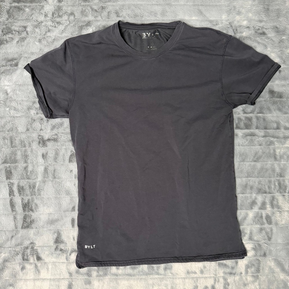 BYLT Basics Drop-Cut T-Shirt Mens Medium Black Short Sleeve Athletic Fit Tee